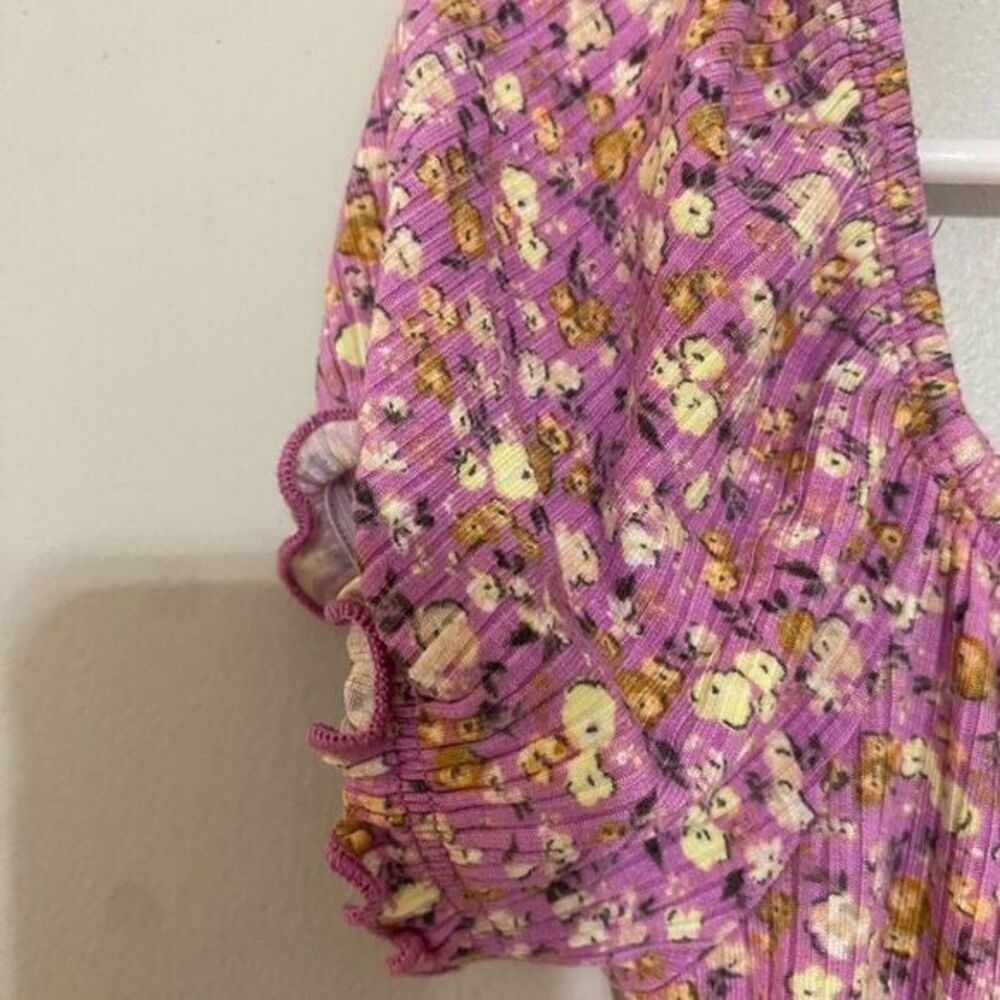 Girls‎ purple floral short sleeve dress size small - Picture 4 of 6